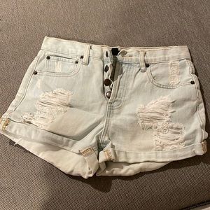 super light wash denim shorts
